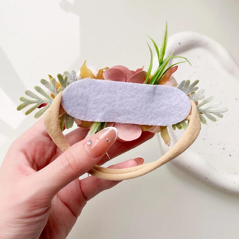 3/4Pcs Artificial Flower Headband for Kids Baby Girls Hair Band Set Floral Newborn Toddler Elastic Nylon Headwear Accessories