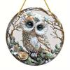 1Pc 2D Flat Acrylic Round Wall Art Whimsical Owl Suncatcher - Perfect for Living Room, Bedroom, Kitchen - Gift for Friends, Decorative Pendant