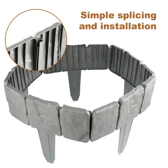 Faux Stone Fence Landscape Edging Easy Installation Flower Bed Lawn Yard Weed Barrier Fence Garden Bed Boundary