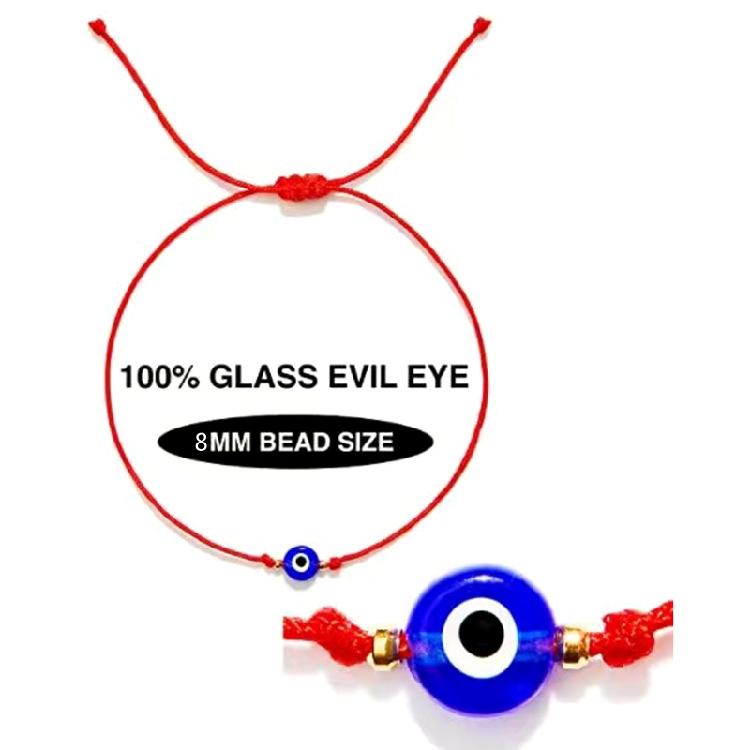 Blaues Glücksbringer Armband mit bösem Blick Handgemacht Rotes Faden Seil Paar Armband