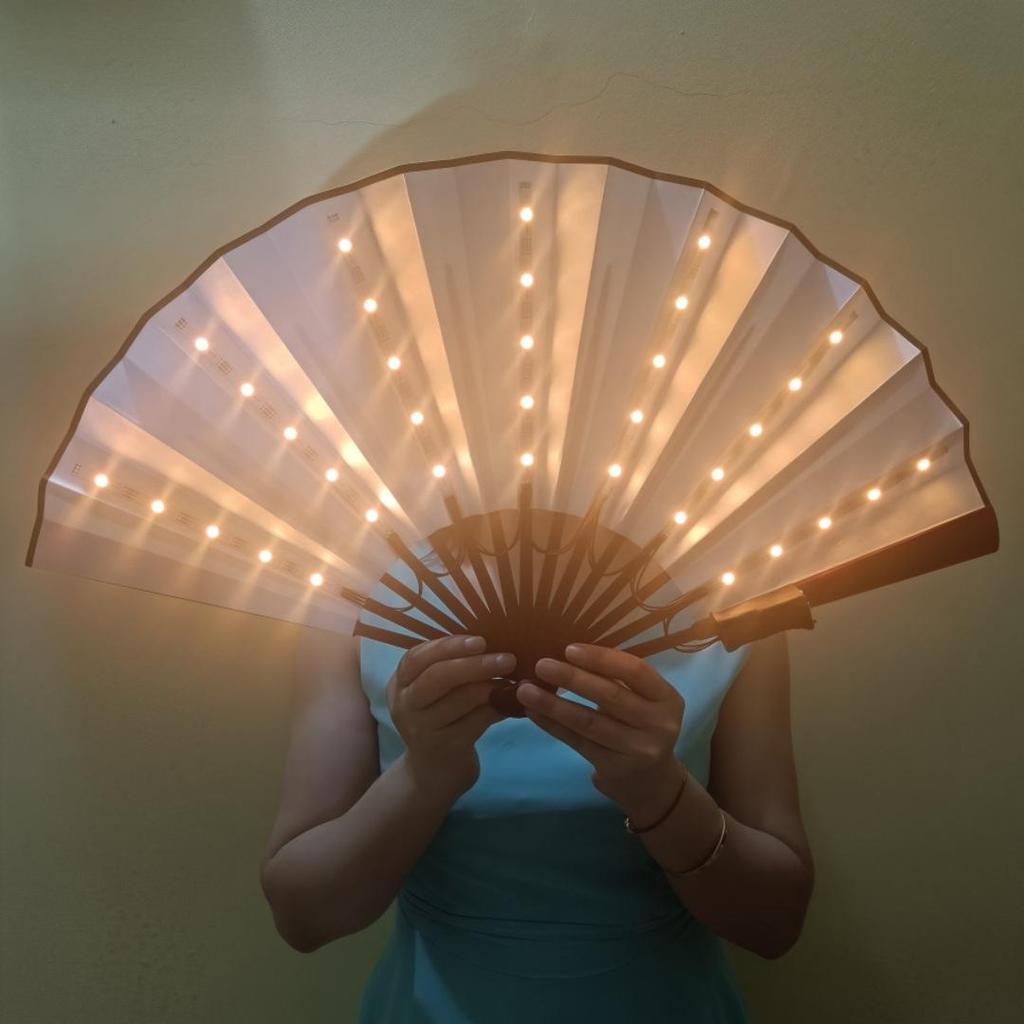 Iridescent LED RGB Folding Fan with Remote & USB Charging - 7 Colors