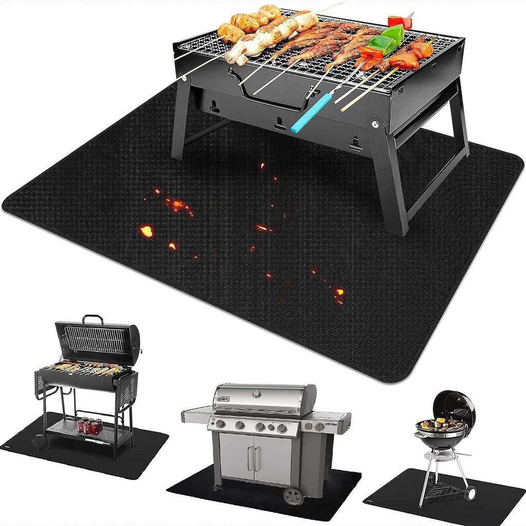 Outdoor Camping Fireproof Heat Insulation Mat Double Sided Silicone Fiberglass BBQ Grill Mat for Home Dining Table
