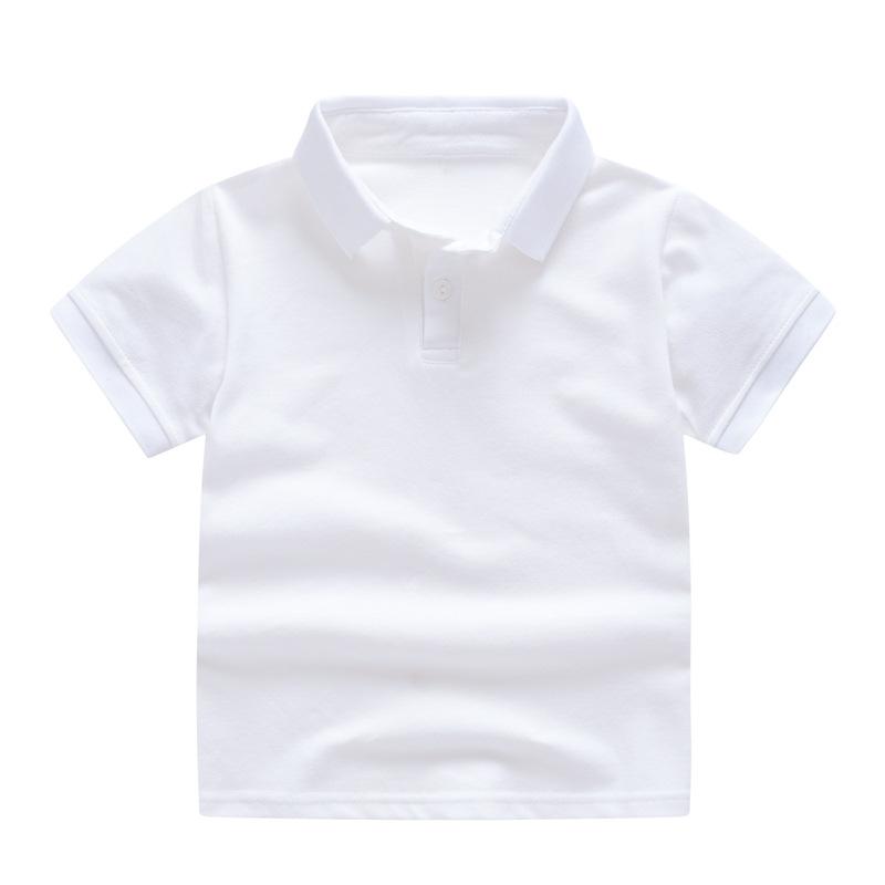 Boys Girls Plain Short Sleeve Polo T Shirt Summer Fashion Collar Top Elementary School Uniform Comfortable Cotton