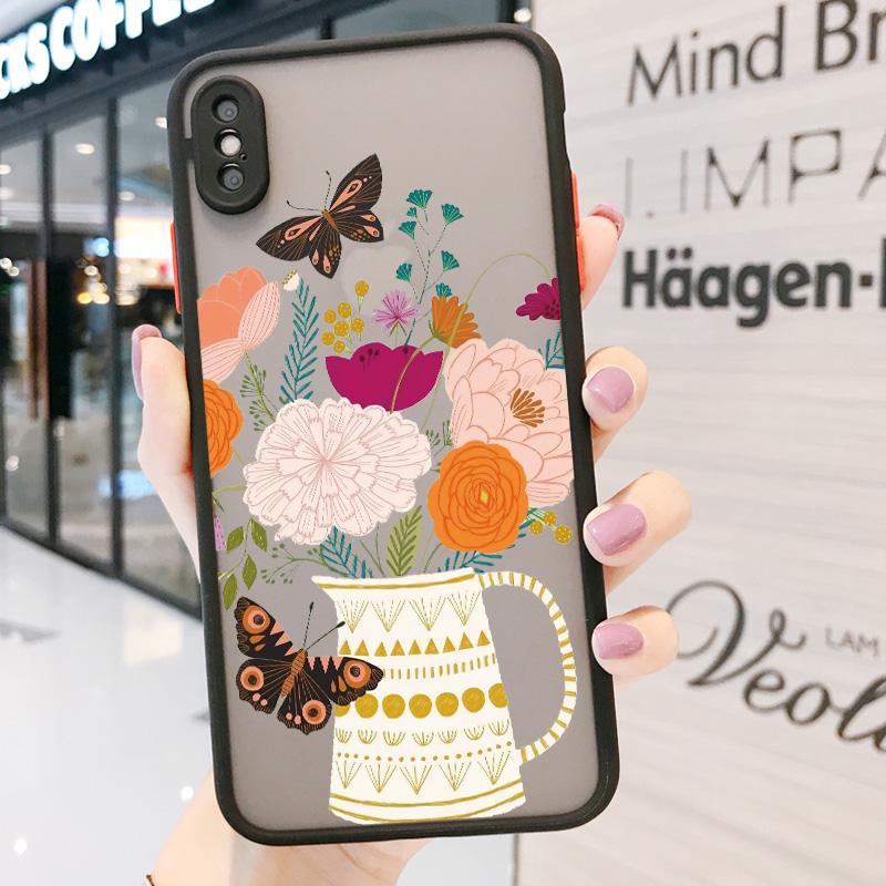 Flowers Butterfly Aesthetic Phone Case For iPhone 7 8 plus X XS MAX XR SE2 16 15 14 11 12 13 Pro Max Back Shockproof soft Cover
