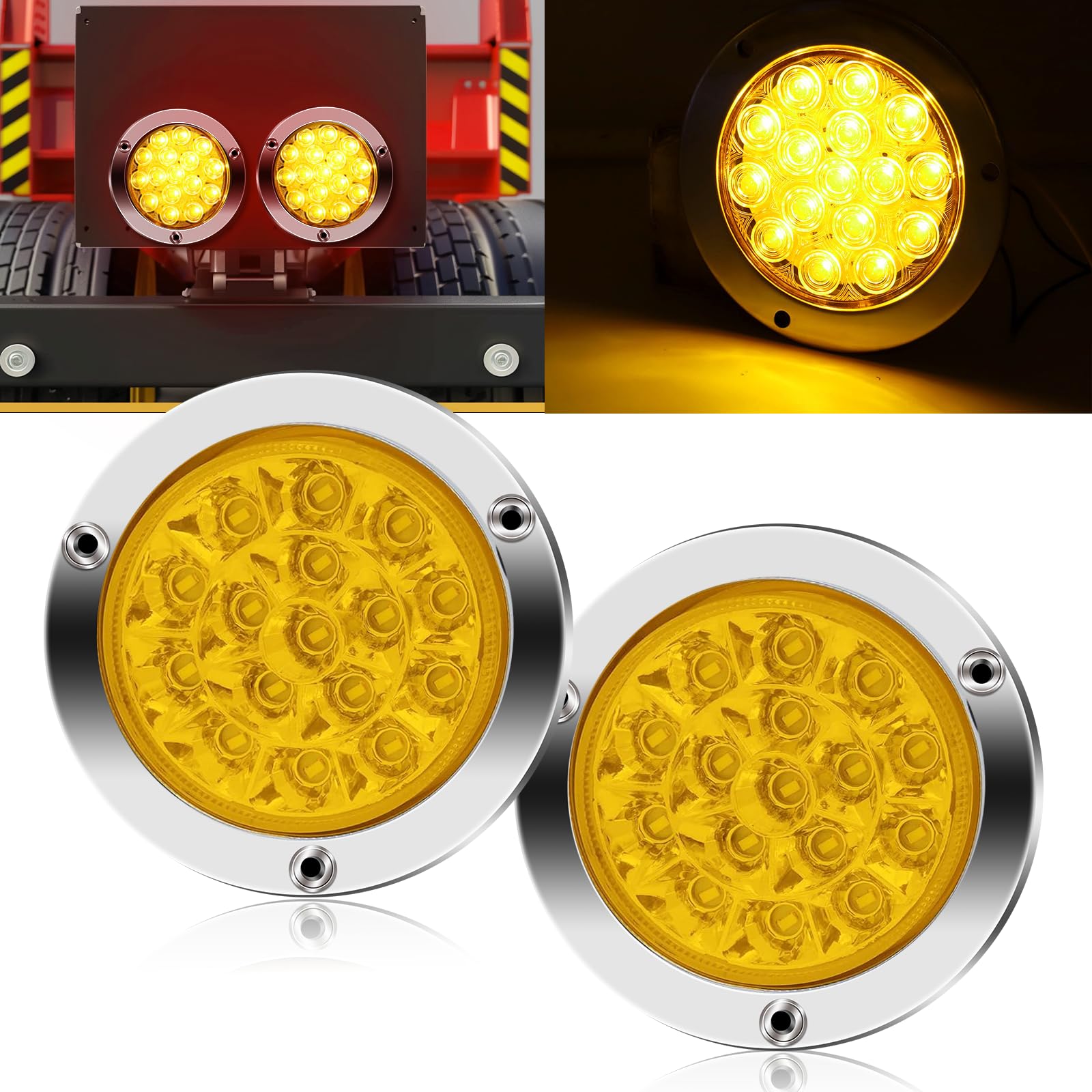 

Ygmylandbb LED Truck Tail Lamp Trailer Tail Light 24V Turn Signal Universal Round plated ring жовтий