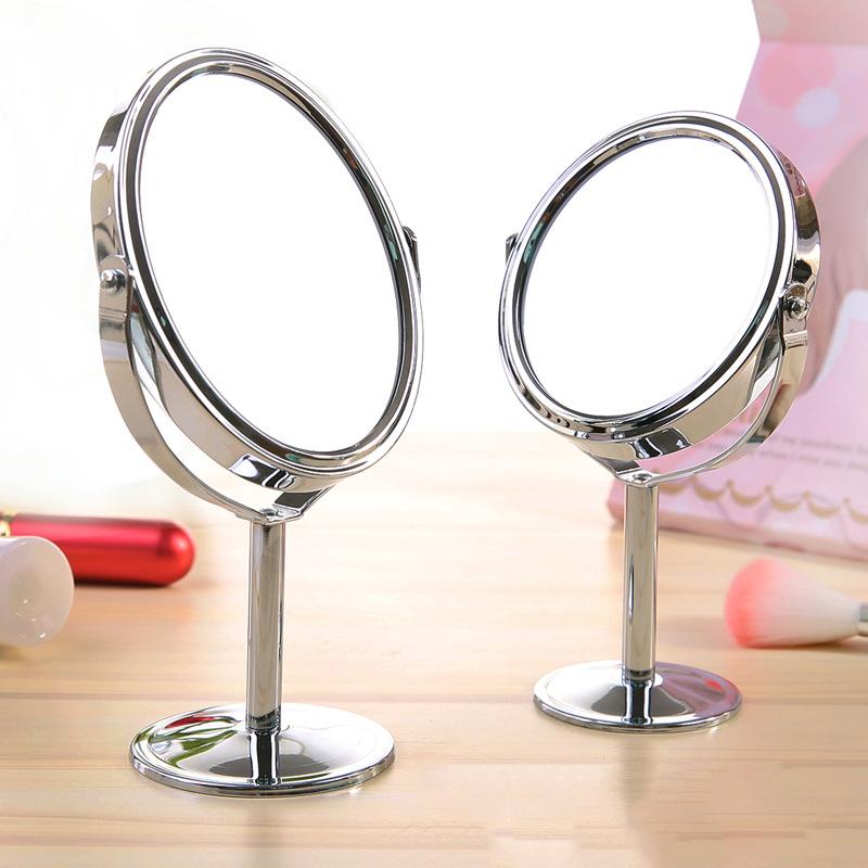 Miroir de maquillage de bureau double face HD en métal grossissant petit miroir de bureau grand miroir rotatif de bureau miroir de vanité