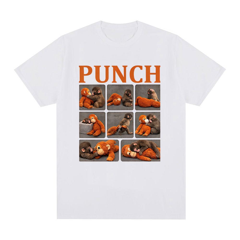 Punch The Monkey Baby Zoo Funny Meme Tshirts Unisexs Women Clothing Casual Cotton Tshirt Fashion Oversized Short Sleeves T Shirt
