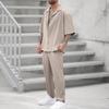 Abiti da uomo in due pezzi alla moda estiva, abbigliamento casual da uomo, manica corta, risvolto, bottone, camicia e pantaloni, set per il tempo libero, abiti da uomo