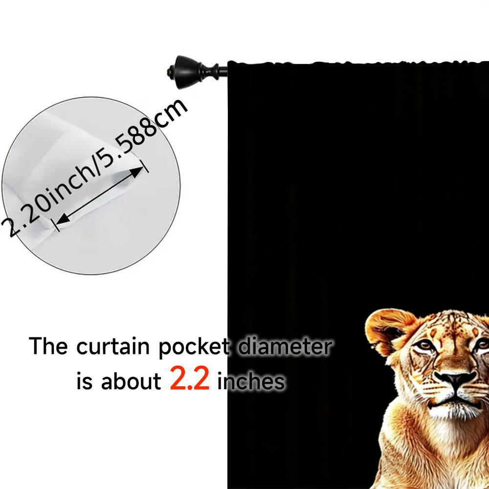 2pcs, 2D flat printing Curtains Lion And Lioness Log Print Versatile Polyester Fabric,Without Electricity Birthday Party Applies