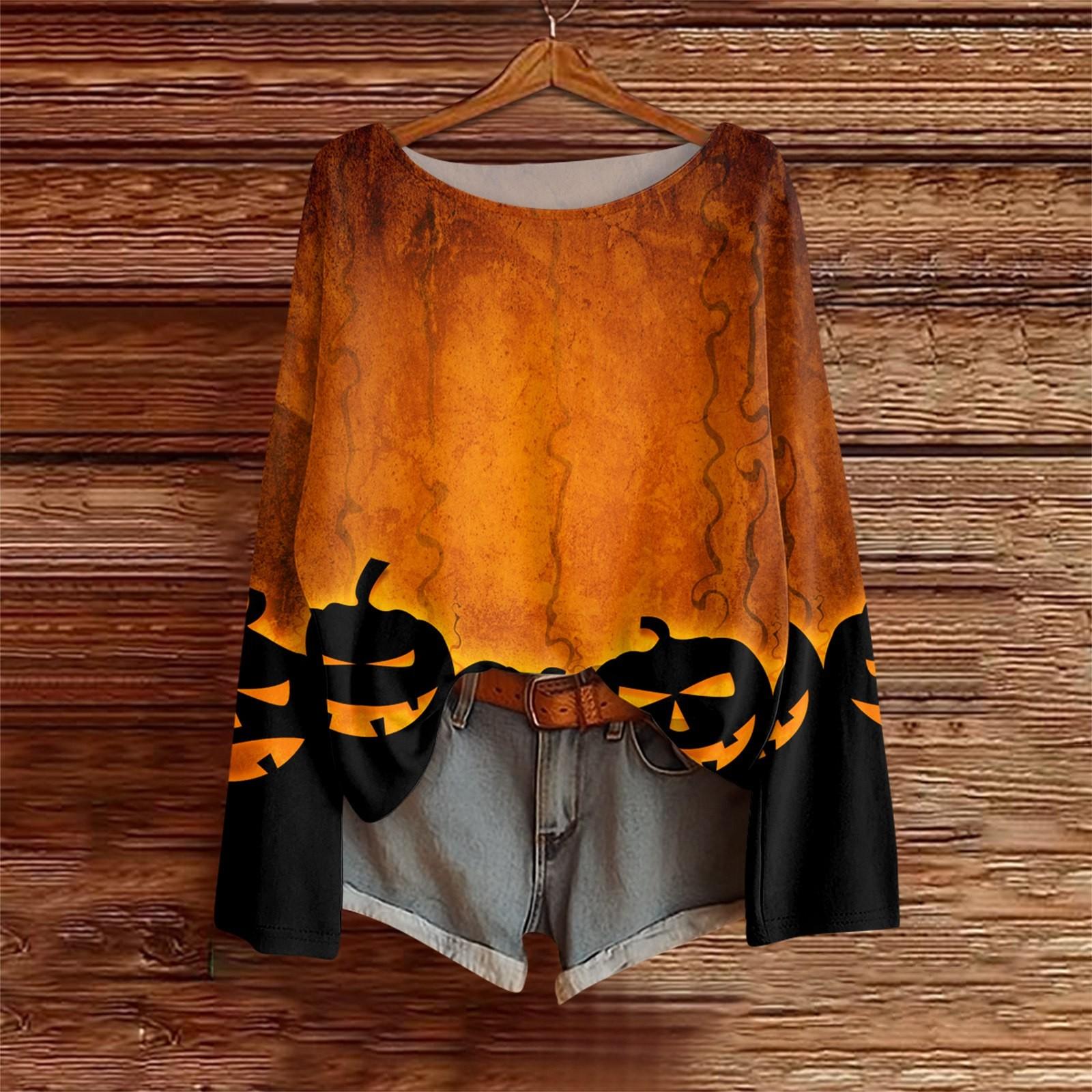 

Long Sleeve Shirts For Women Print Graphic Tees Blouses Casual Plus Size Basic Tops Pullover S