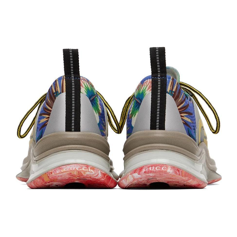 Gucci RUN Fabric Abrasion Resistant Abrasion Resistant Low Top Casual Shoes Men's Blue Yellow 698561 UZI10 8470