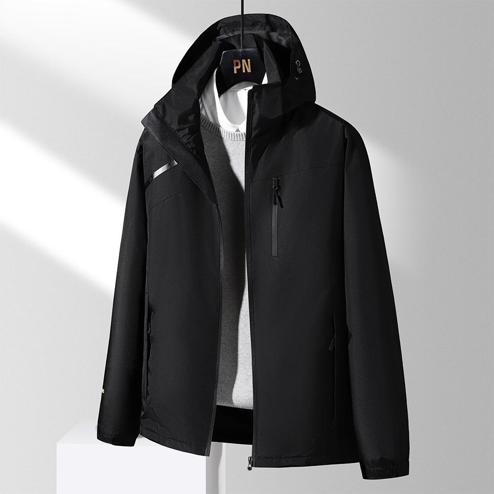 Men's Waterproof Windbreaker Jacket - Spring/Autumn, Breathable, Plus Size, Hooded, for Casual Camping and Mountaineering