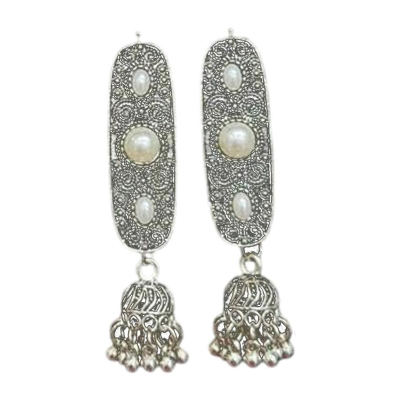 Handmade Mongolian Styles Alloy Tassels Hair Clip Ornament with Vintage Rhinestones Designs for Women Seek Unique Charm