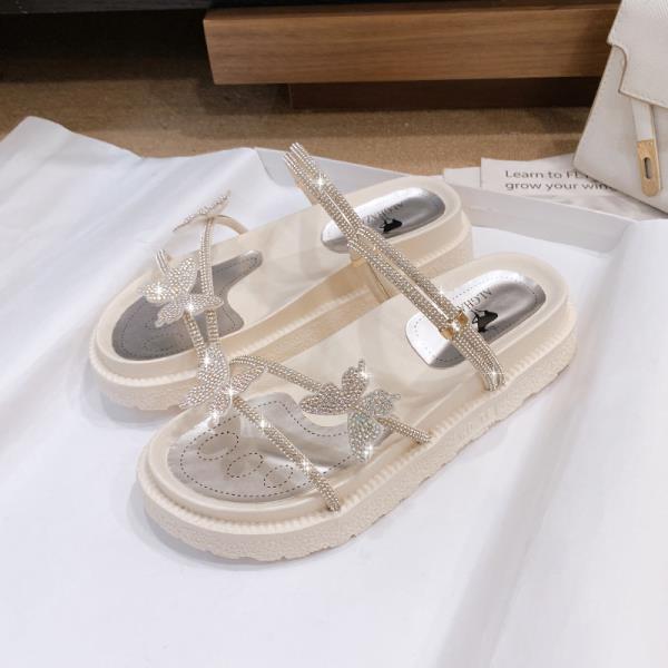 

Модные тапочки Повседневная обувь Летние клоги Женские с бантом-бабочкой Глиттерные шлепанцы Платформа Пантофли Роскошные Пляжные Желейные 2025 Скандалы 35