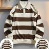 Herren Langarm T-Shirt 2025 Herbst Neuer Modetrend Gestreifter Druck Lässig Locker Outdoor Camping Revers Oberteil Paar POLO Shirt
