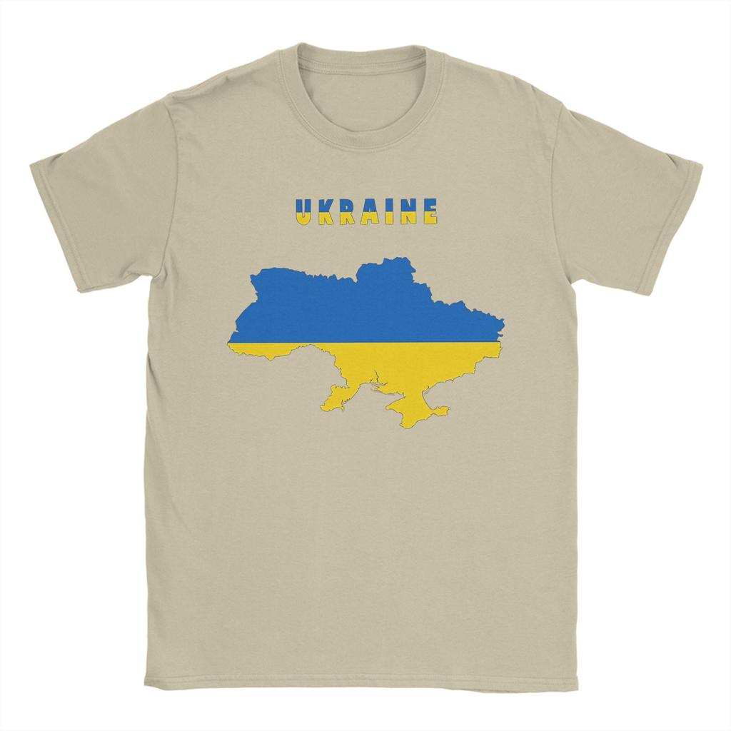 Ukrainian Flag Inside Map Of Ukraine Pure Cotton T Shirt For Men Beach Funny TShirts ONeck Tees Oversize Dropshipping Clothes