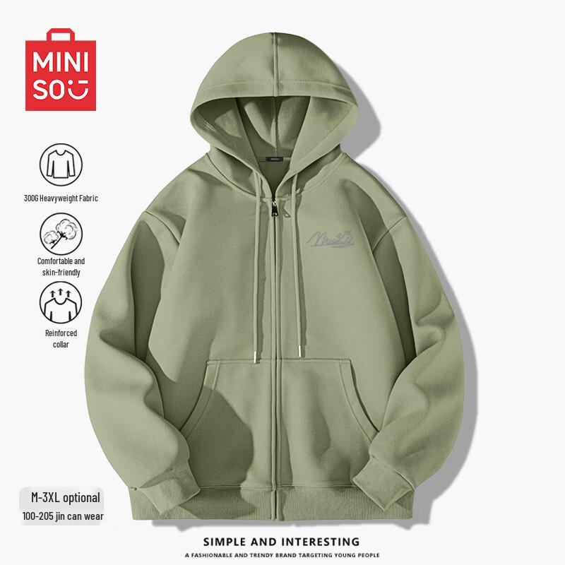

MINISO Men s Trendy Hooded Zip-Up Sweatshirt 3XL