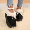 Thick Bottom Fluffy Fur Snow Boots Women 2025 Winter Warm Plush Ankle Boots with Platform Sweet Bowknot New Furry Non Slip Shoes