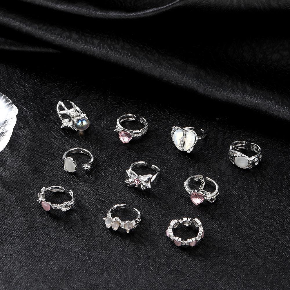 Vintage Beauty Avatar Gold Coin Cross Pattern Love Fatima Palm Ring 15-piece Ring Set