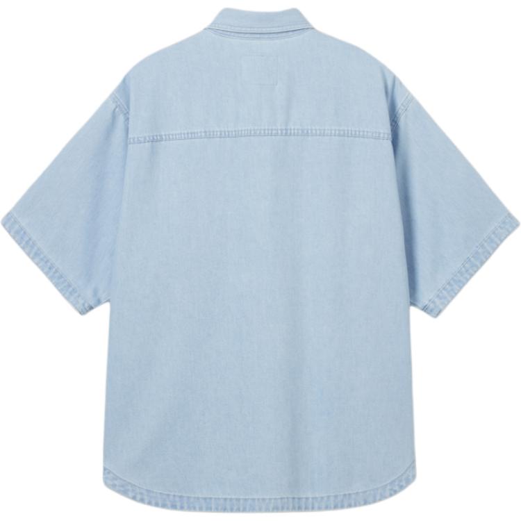 Levis Casual Comfortable Solid Color Denim Short Sleeve Shirt Men shirts Light-Blue 004HN-0001
