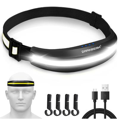 DARKBEAM USB Rechargeable Lightweight COB Hard Hat LED Red Light Headlamp with Wide for Car Construction Outdoor and Power Outages Light, 230° Beam,