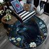 Magical Black Cat Round Area Rug,Carpet Rug for Living Room Bedroom Sofa Playroom Decor,Non-slip Floor Mat