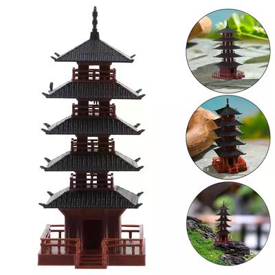 1pc Mini Pagoda Statue Chinese Ancient Building Model Pavilion Decorations Simulation Statue Zen Garden Aquarium Bonsai Decor