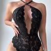 Sultry European & American Lace Halterneck Backless Bodysuit
