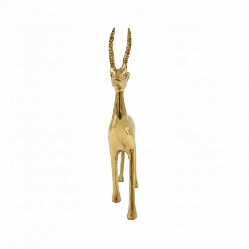 Brass Deer Statue | Figurine | Designer Deer | Vastu Brass Showpeice for Home & Office | Pital Hiran | Size - 9 Inch Approx