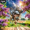 2D плоский кристальный кулон кошка, едущая на собаке, едящей рыбу, брелок, подвеска для рюкзака, украшение для автомобиля, праздничный подарок