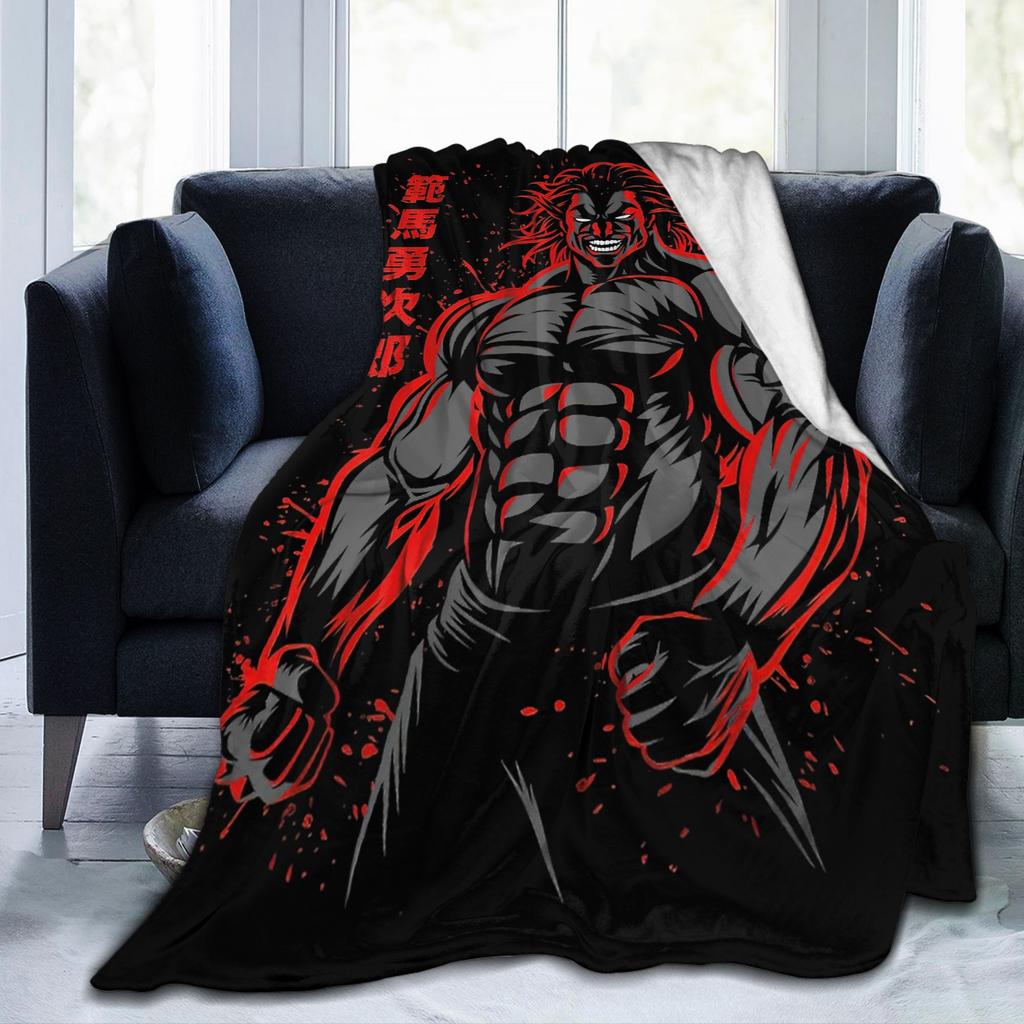 Grappler Baki Baki Hanma Blanket Flannel All Season Portable Super Warm Throw Blankets for Bedding Office Bedspreads