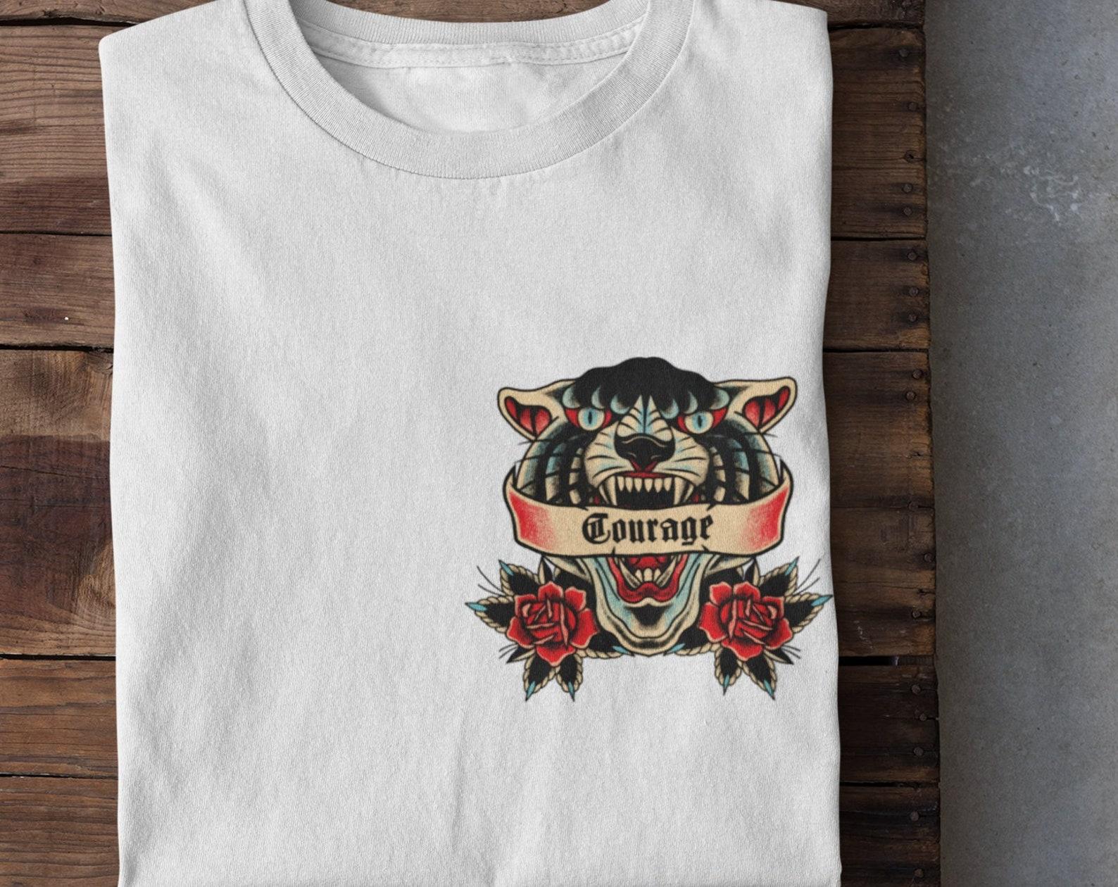 Tiger Tattoo T-Shirt: Old School Flash Art, Inked Style 4XL