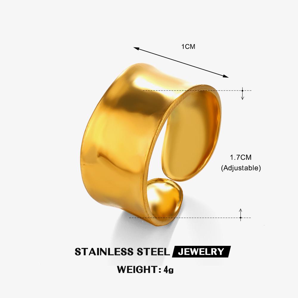 LATS Multiple Styles Stainless Steel Geometric Texture Wide Rings for Women Men Irregular Gold Wedding Ring Punk Jewelry