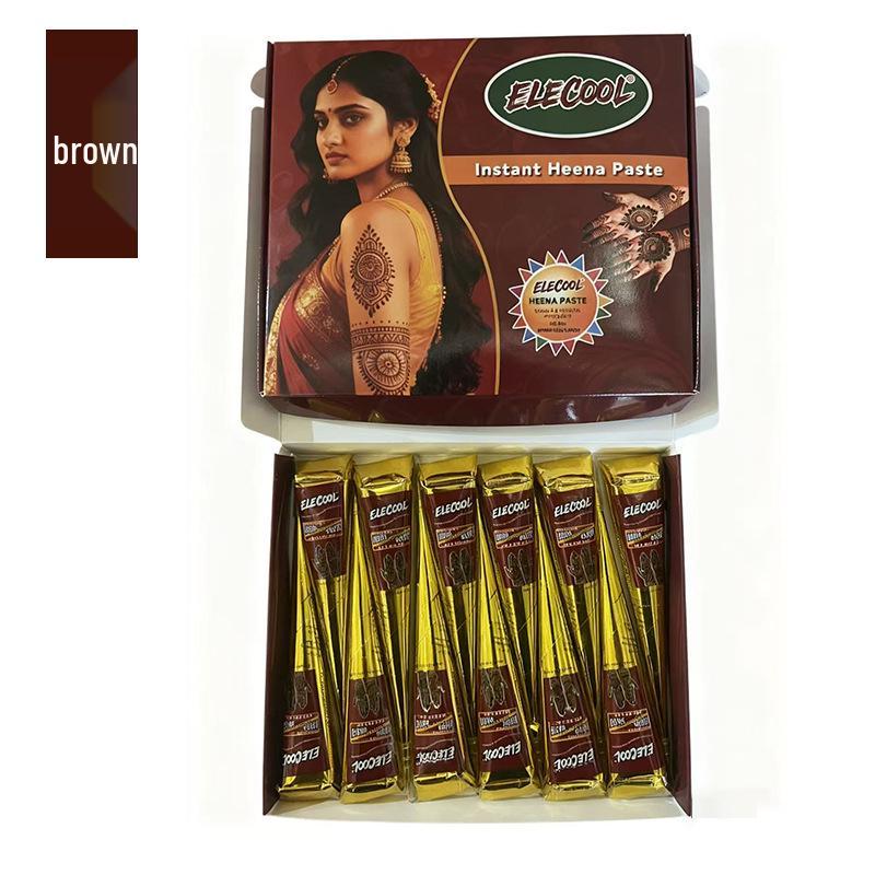 Plant-Based Henna Tattoo Paste: Hand-Painted Semi-Concealing Cream with Various Shades Available