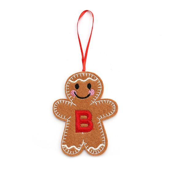 Gingerbread Man Ornaments Initial Alphabet Monogram Gingerbread Hanging Ornament Family Name Letter Xmas Tree Decor