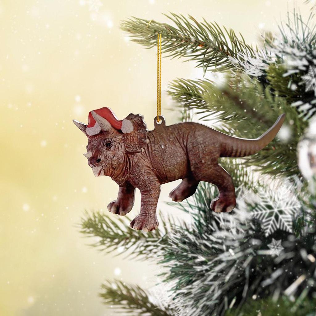 Christmas Dinosaur Pendant Acrylic Dragon Ornaments Hanging Funny for Year Door Window