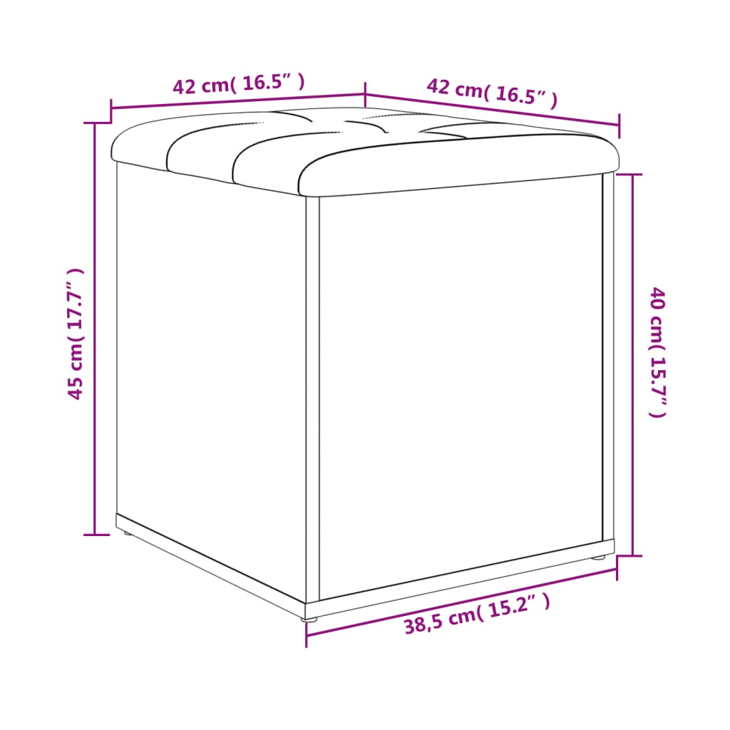 Storage Bench In Concrete Grey 42x42x45 Cm Wood Based Material