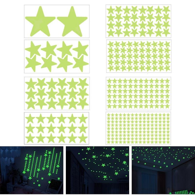 2-pack Luminous Wall Stickers Rooms Dots Stars Ceiling Wall Decals Glowing Stickers Decals Glow In The Dark Home Decor for Kids