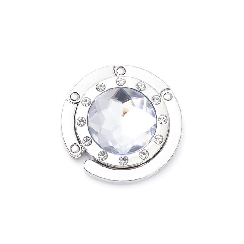 Round 12-Side Diamond Handbag Hook - Multi-Color Metal Hanger