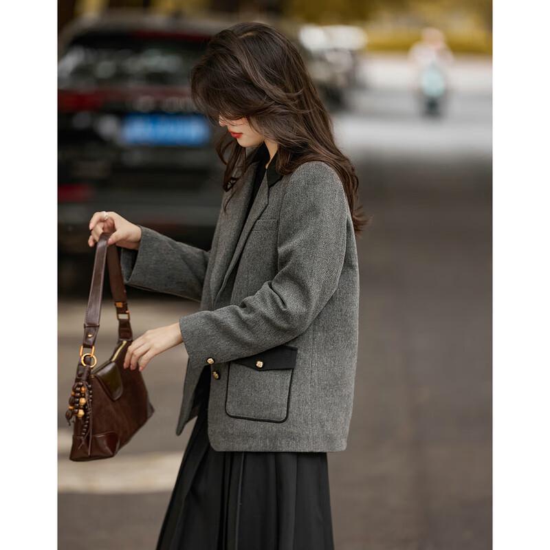 Women's Elegant Color-block Loose Blazer Jacket