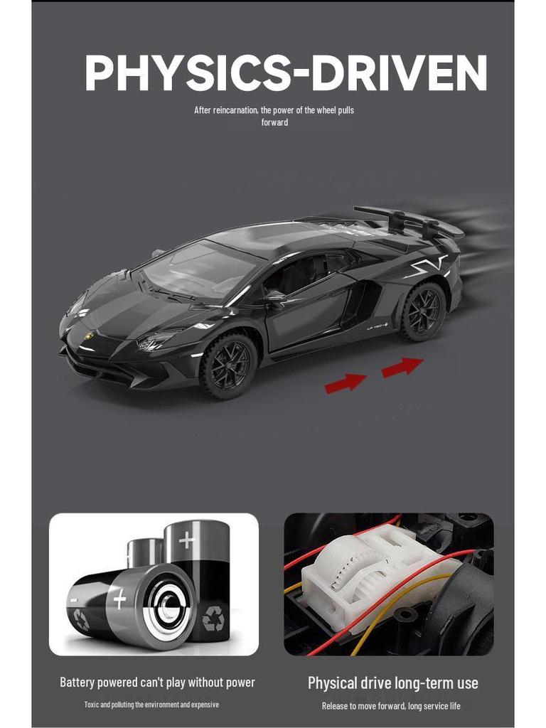 1:32 Lamborghini 750-4 Alloy Two-Door Pull-Back Off-Road Sports Car Model Toy