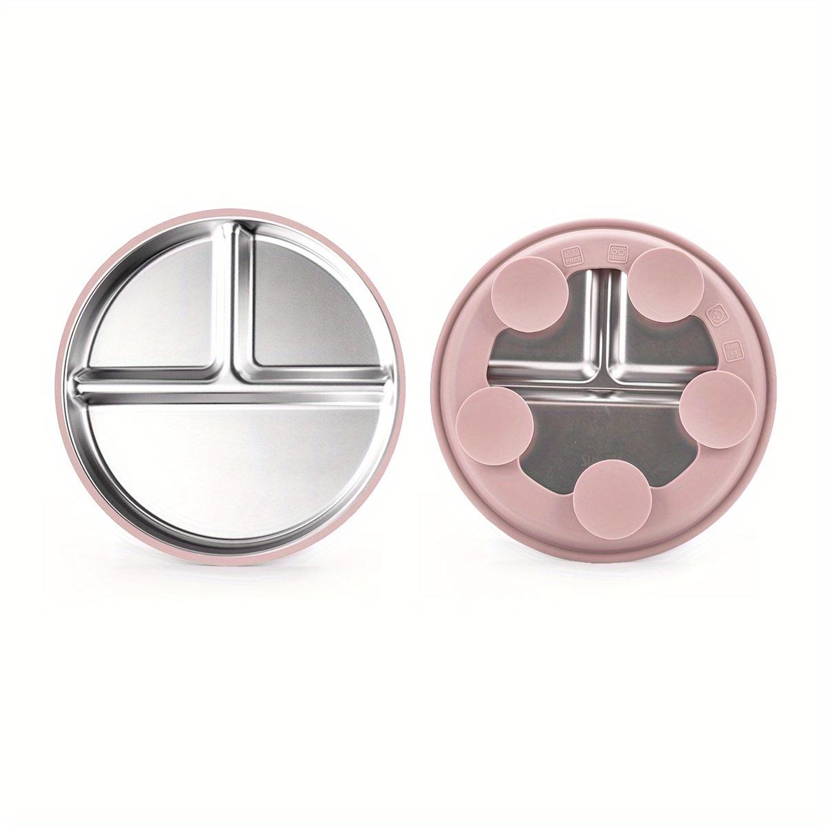 

Круглый ланч-бокс из нержавеющей стали 304 с 3 отделениями, контейнер для еды для детей, милая детская силиконовая тарелка с 3 отсеками светло-розовый