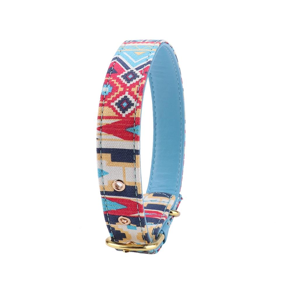 Soft Printing Pet Dog Cat Collar Strap Band Buckle Dog Training Collar (Blue S)