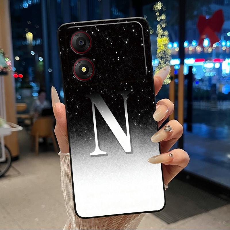 New Design Letter Flower Pattern Soft Silicone Black Phone Case For ZTE Blade A34 4G Anti-scratch Shell ZTE Blade A34 4G Casing