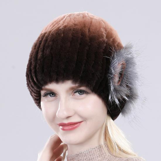 New Knitted Rex Rabbit Fur Hat For Women Winter Warm Natural Fur Hats Thick Outdoor Girl Fashion Real Rex Rabbit Fur Caps
