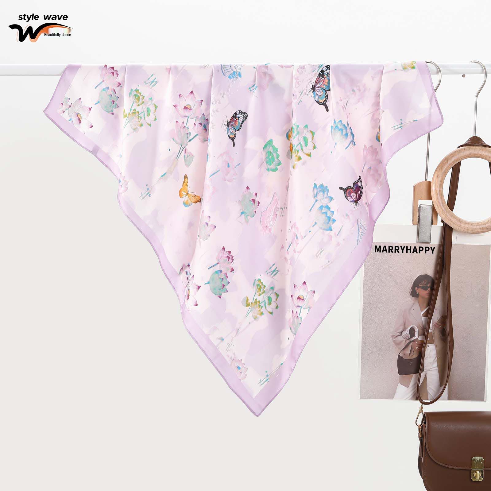 

Romantic Women s Silk Scarf: Versatile Printed Accessory for Neck, Hair, or Sun Protection - Trending Spring/Summer Fashion. 70*70CM