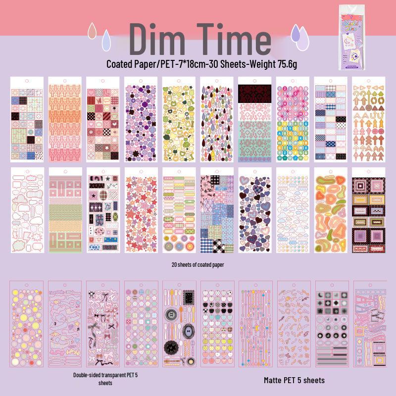 Yu Xian Cartoon Color Palette Sticker Book: 30 Sheets, 2 Styles for Journals & Collages