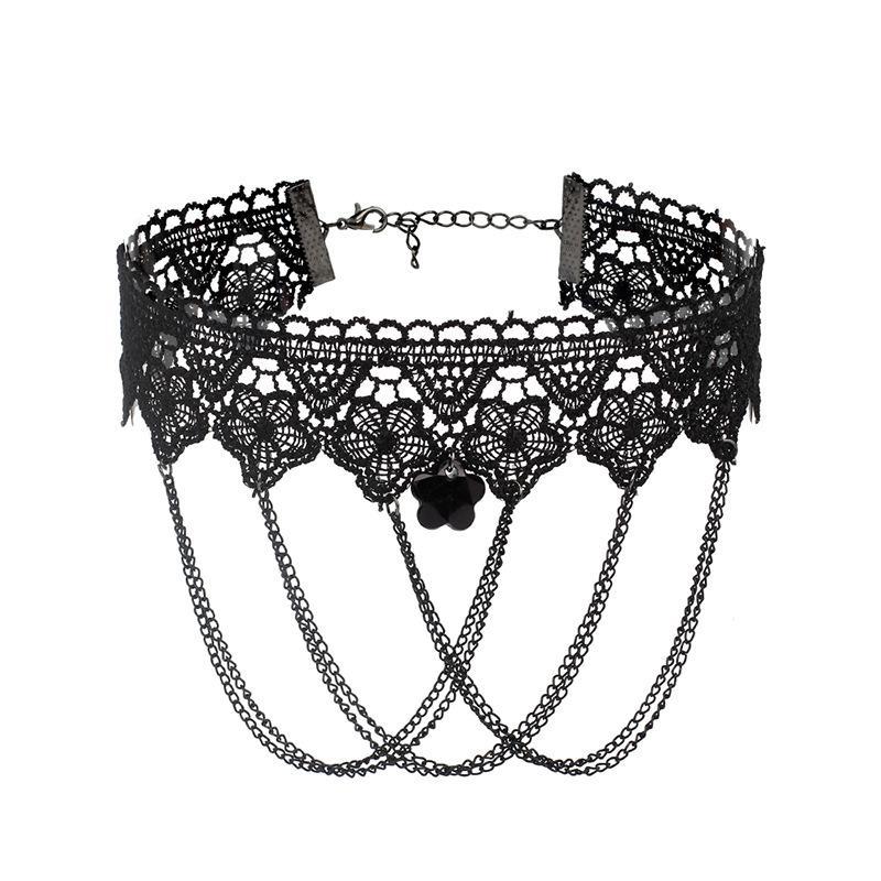 Lady Chokers Leaf Tassel Women Neck Jewelry Accessory Girl Lace Gothic Vintage Sexy Fashion Velvet Rose Beads Flower Necklace
