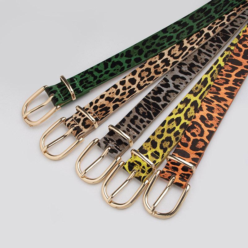 Simple and Versatile Young Candy Belt Leopard Print Flat Women's Fashion Belt