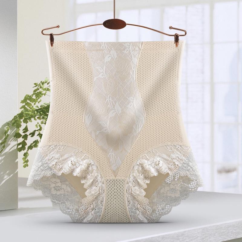 High Waist Lace Hip Lifting Cotton Crotch Women Slim Shape Briefs